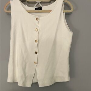 Women’s White Sleeveless gilet with Gold Button Detail